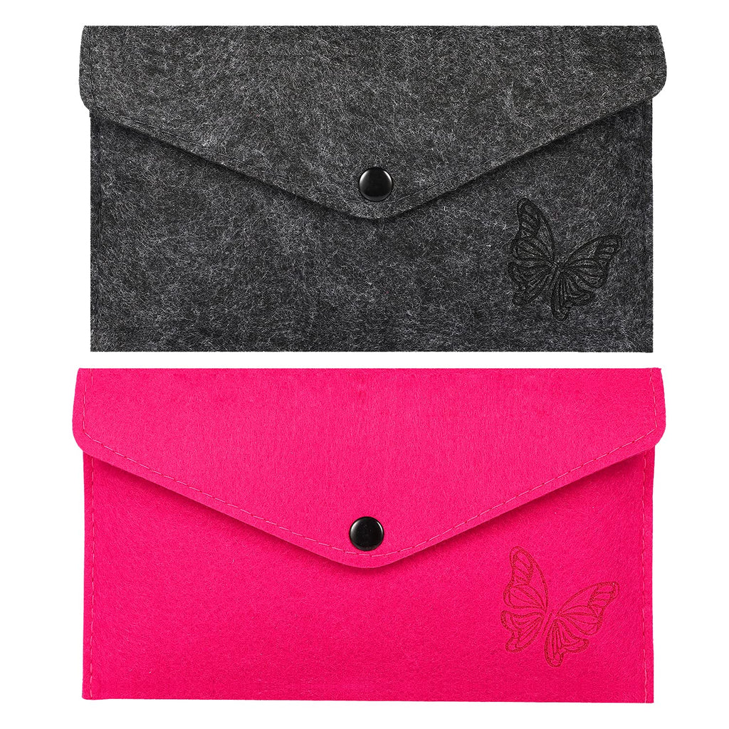 File Folder Butterfly Carved Felt Storage Case Bag Utility Flet Bags for Check Wallet Cosmetics Envelope File Document Holder Storage Pouch for Family,Office,Business,School Supplies(2 Pack)