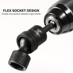 WIILDIS 19pcs 3/8" Drive Impact Socket Set with CR-MO Swivel Sockets, Flexible Wobble Design, Metric 8-22mm, 6-Point, Includes Extension Bars & Adapter