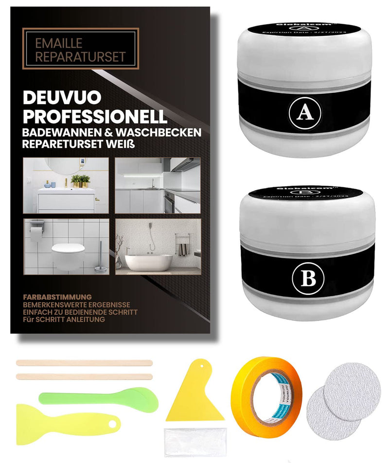 Tub Repair Kit White for Acrylic, Porcelain, Enamel & Fiberglass Tub Repair Kit for Sink, Shower & Countertop - Bathtub Refinishing Kit for Cracked Bathtub Scratches - Shower Bases & Pans