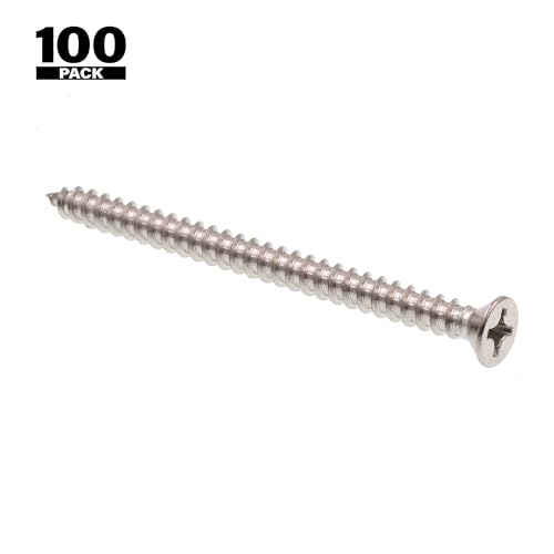 Prime-Line 9017631 Sheet Metal Screws, Self-Tapping, Flat Head, Phillips Drive, #12 X 3 (100 Pack)