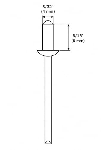 (Pack of 500) Painted Blind Rivets 5/32" x 5/16" (4.0 x 8 mm), Dome Head, DIN 7337, Aluminium Rivets and Steel Mandrel, Pop Rivets, Light Ivory RAL 1015
