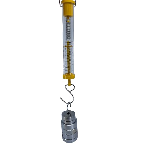 Newton Force Meter Spring Scale - Max Capacity 50N, 5Kg, Dual Scale Labeled - Eisco Labs 1.3 inches x 9.5 inches x 1 inches