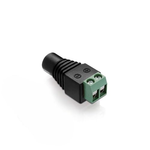 conecto, hollow plug adapter, 5.5 x 2.1mm hollow socket to two-pin terminal block, black hollow socket to terminal block single adapter