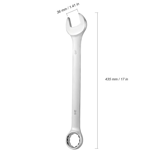 MUKCHAP 2 Pcs 36 mm Combination Wrench, Forged Steel Metric, Open and Box End, 15-Degree Offset, 12-Point Box End