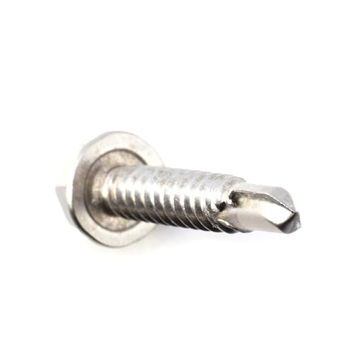 THE CIMPLE CO Hex Head Self-Tapping/Drilling Screw #14 Size, 1 1/4" Length - 410 Stainless Steel with Hex Washer Head - Mounting Screw for Metal, Drywall, Plastic - 1 1/4 in (32 mm), 100 PCS 1 1/4 Inch #14 Hex Head