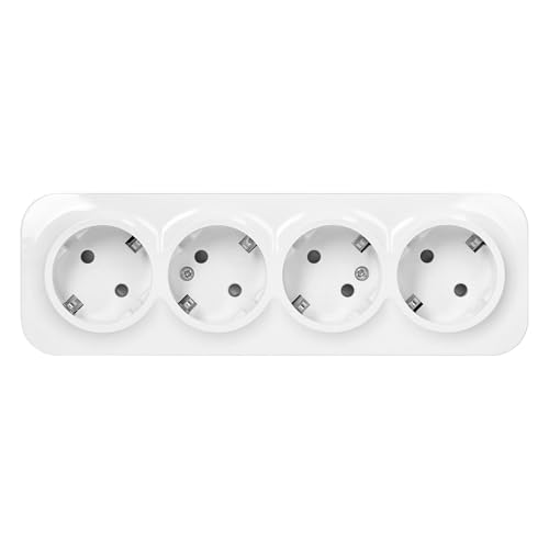 Wall Socket Surface-Mounted 2P+Z Schuko IP20 (4 Sockets) 4 sockets