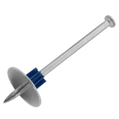 BLUEPOINT Powder Actuated Fasteners 1 to 3” .300 Head, .145 Dia. Shank Contractor Pin w/ 1" Washer & Rubber Flute –High-Precision Fastening Solution 100pcs (3") 3"