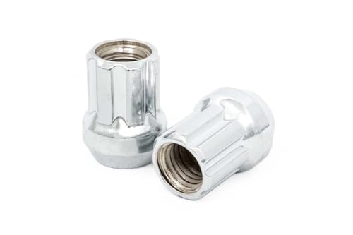 Rough Country 32-Piece Lug Nut Set - M14X1.5 Thread, Chrome Bulge Acorn Style, Open-End Lug Nuts with Socket Key, Corrosion-Resistant for Aftermarket Wheels