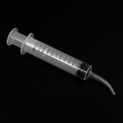 Sarini 4 Pcs Dental Syringe for Flushing, Dental Syringe, Measuring Syringe, Cleaning Syringe, Oral Irrigator, Curved Syringe Tip, Feeding Injection Tool with Curved Syringe Tip