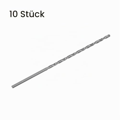 QUARKZMAN Extra Long Spiral Drill Bits 3 mm HSS Drill Bit with High-Speed Steel Straight Shank Drill Bits 120 mm Length for Metal Woodwork Plastic Aluminum Alloy Pack of 10 3mmx120mm
