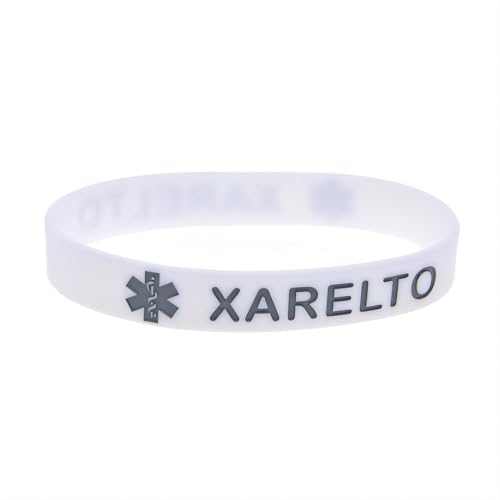 Xarelto Medical Alert Bracelet, Xarelto Medical Alarm Detection, Bracelets for Men and Women, Outdoor Sports, Elastic Bracelets, Pack of 4, One Size, Silicone, No Gemstone
