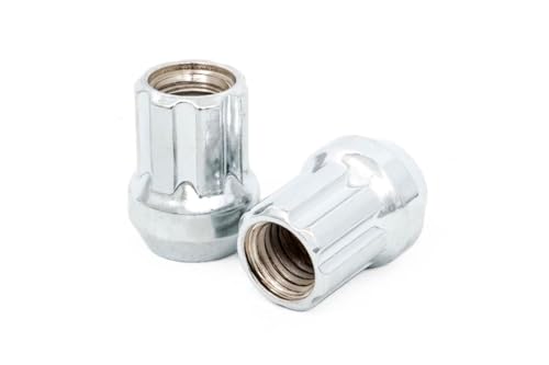 Rough Country 32-Piece Lug Nut Set - 9/16X18 Thread, Chrome Bulge Acorn Style, Open-End Lug Nuts with Socket Key, Corrosion-Resistant for Aftermarket Wheels