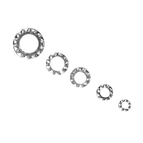 Oumefar 700pcs/set Lock Washer, External Tooth Flat Star Serrated Lock Washer Assortment Kit, Lock Washers Set Fastening Tool for Electrical Connections