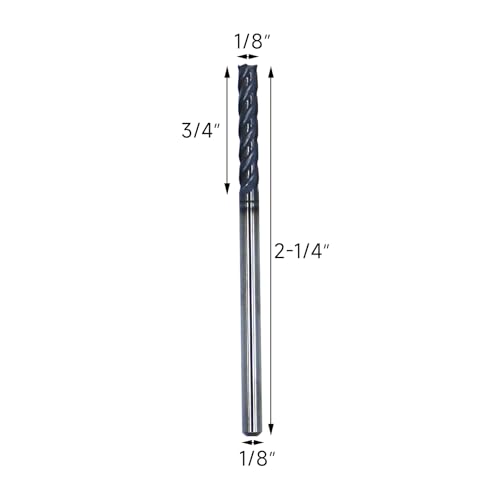5Pcs 1/8in Solid Carbide Long End Mills, 4 Flute, 30 Degree Helix 5