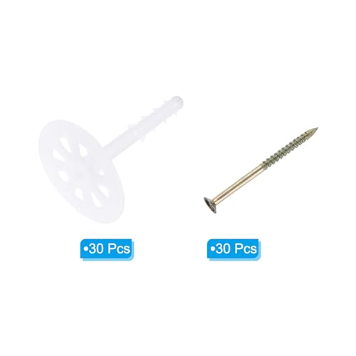 PATIKIL 82mm Perforated Insulation Pins, 50 Pack Insulating Nails Wall Plug Plastic Expansion Bolt for Fixing Foam Boards to Masonry Wall or Ceiling
