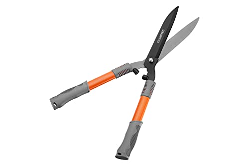 Garden Hedge Shears, Manual hedge Clippers for Shaping Shrubs and Trimming Bushes. Hedge Clippers & Shears made with Durable Carbon Steel Blades, Shock-Absorbing Bumpers and Comfort Grips.