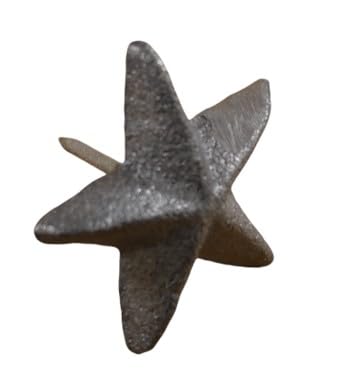 Cast Iron Star Nail Decorations, 1 7/8" Wide, 1 1/4" Long Nail, Natural Iron, Set of 25 for Crafts, Flags, Door Decoration, Clavos, Tacks