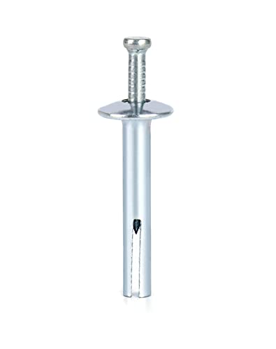 QWORK Hammer Drive Nail-in Anchors 1/4" x 1-1/2" 100 Pack Drive Anchors for Concrete & Brick Preassembled Nail Pin Expansion Anchors for Cabinets Panels Curtains
