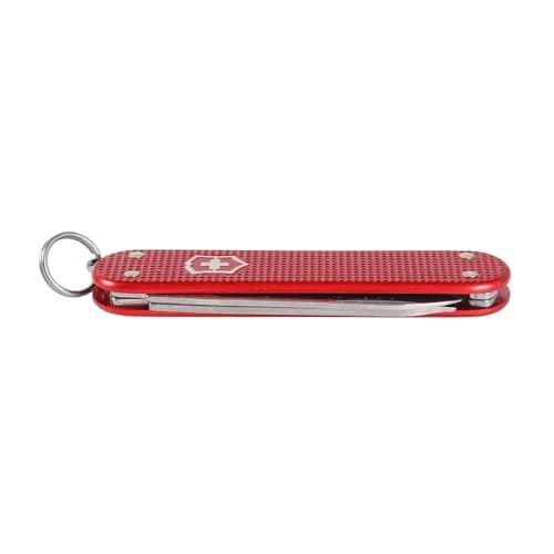 Victorinox Classic SD Alox Swiss Army Knife, Compact, 5 Functions, Swiss Made Pocket Knife with Small Blade, Screwdriver and Key Ring - Sweet Berry (Red)