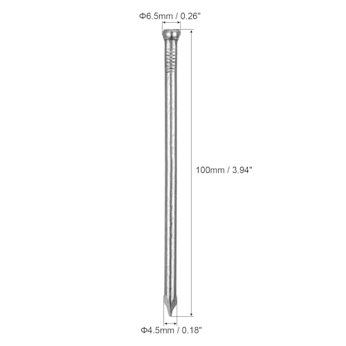 uxcell Finishing Nails 100pcs 100mm 4 Inch Hand-Drive Hardware Carbon Steel Nail Lost Head Nail