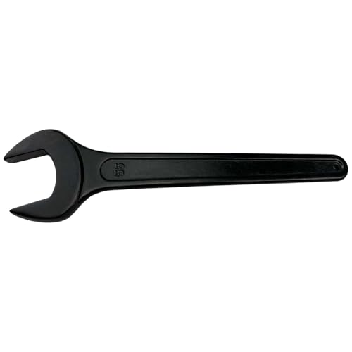 55mm Single Open End Wrench, 2-3/16 Inch Heavy Duty Carbon Steel Spanner with 20mm Thickened Head and Leverage Hole, 15.4 Inch Long Hand Tool for Machinery Maintenance (55mm) 55mm