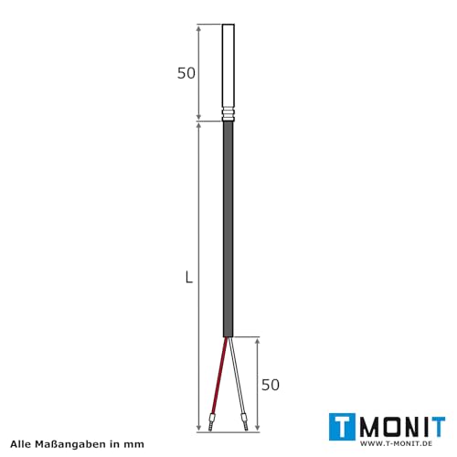 PT1000 Temperature Sensor with 7 Metre Silicone Cable | Up to 200°C | Temperature Sensor Sensor Cable Sensor Solar Sensor | Made in Germany 7m Silikon-Leitung
