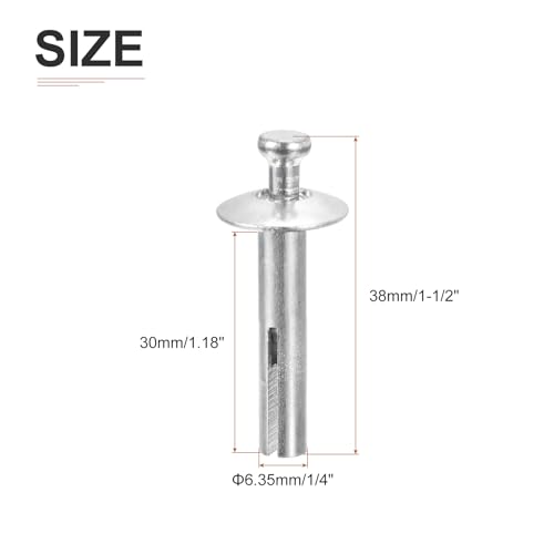 DTGN 1/4" x 1-1/4"(D x L) Hammer Drive Nail - 100Pack - Good for Concrete Drywall - Carbon Steel Drive Expansion Anchors - Silver 100