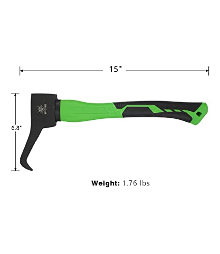 Hookaroon 15 Inch, Pickaroon Forged Steel, with Anti-Slip & Shock Reduction Grip, for Log Lifting and Moving Wood Firewood Tool