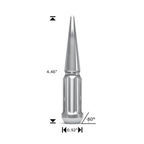 White Knight 3806XL-25AM Chrome M12x1.25 1-Pc Spline Spike Lug Nut Set with Extra Spline Spike, 25 Pack