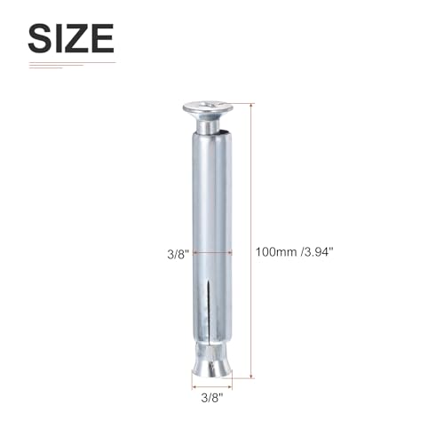 DTGN 3/8" x 4" Flat Sleeve Anchors - 30Pack - Good for Concrete Dry Brick Block Walls - Carbon Steel - Silver 30 3/8" x 4"