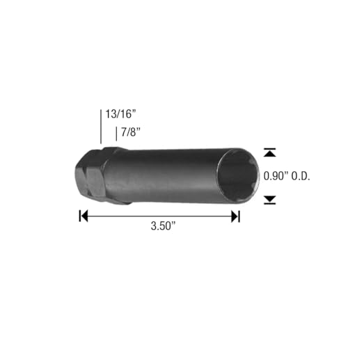 32 Pcs M12X1.5 ET Bulge Acorn 1.70" Long Spline Lug Nuts with Dual Hex 6 Spline Key, Black 32