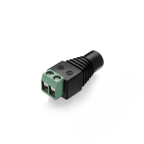 conecto, hollow plug adapter, 5.5 x 2.1mm hollow socket to two-pin terminal block, black hollow socket to terminal block single adapter
