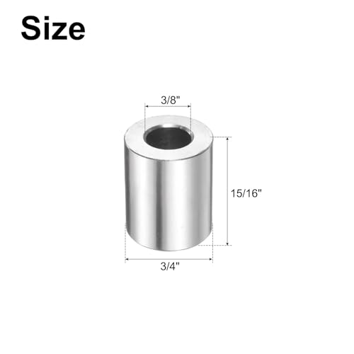 uxcell 25pcs Stainless Steel Spacer 3/8" Bore x 3/4" OD x 15/16" Length Screw Bushing Plain Finish Round Metal Spacer for M10 Screws Bolts and Rods 3/8" x 3/4" x 15/16"