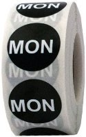 Black Monday Circle Dot Stickers, 3/4 Inch Round, 500 Adhesive Labels on a Roll for Scheduling, Task Management, Inventory, and Organization - Made in the USA