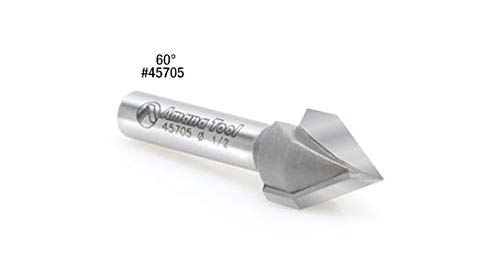Amana Tool - 45705 Carbide Tipped V-Groove 60 Deg x 1/2 Dia x 5/8 x 1/4" Shank