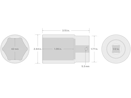 TEKTON 1/2 Inch Drive x 42 mm 6-Point Impact Socket | SID23142 Deep