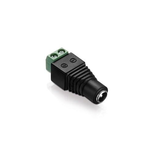 conecto, hollow plug adapter, 5.5 x 2.1mm hollow socket to two-pin terminal block, black hollow socket to terminal block single adapter