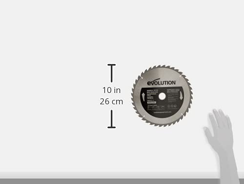 Evolution Power Tools GW255TCT-40 General Wood Carbide Tipped TCT Blade, For Table Saws and Mitre Saws, Smooth and Fast Cuts In Wood, Clean, Splinter Free Cut, 40 Teeth, 255 mm
