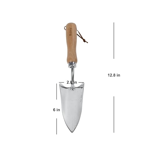 Rooty Gardening Tool Set 3 Pieces Stainless Steel Heavy Duty Gardening Kit Includes 2 Sizes of Hand Trowels and Cultivator Easy for Garden Cultivating Soil Lossening Transplanting Digging Garden Tool Set 3