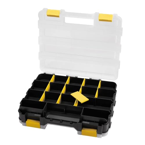 Hardware Organizer Box 34 Compartments Small Parts Organizer with Removable Dividers Durable Plastic Double Side Tools Box Screw Organizer For Nuts, Bolts, Screws, Nails, Small Hardware (Yellow) Yellow 1 PACK