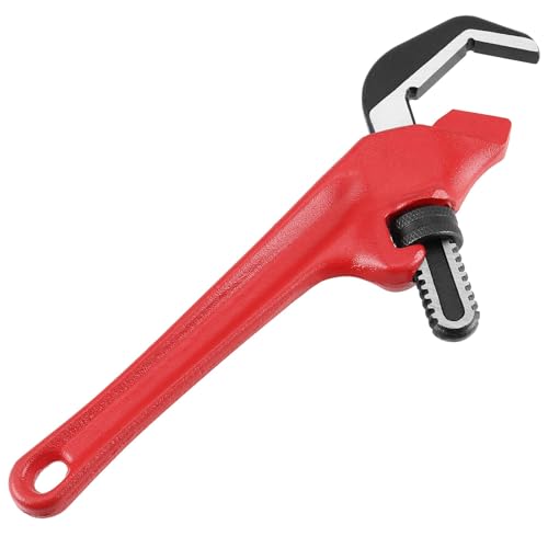SEUNMUK 2 PCS 9-1/2 Inch Hex Offset Wrench, Offset Pipe Wrench Heavy Duty Steel End Pipe Adjustable Plumbing Tools with Red Handle, 1-1/8-2 5/8 Inches Capacity