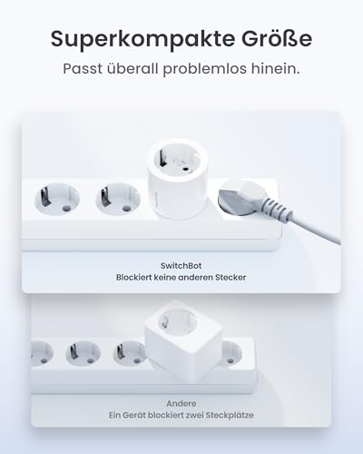 SwitchBot Plug Mini Matter Compatible with Power Monitoring, Pack of 4, WiFi Socket, Compatible with Alexa, Google Home, Apple Home and Home Assistant (via Matter), Voice & App Control, 16A Type-F small 4 Pack
