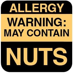 ChromaLabel 1 Inch Square, Nut Allergy Alert Labels: 1,000/PACK, Warning: May Contain Nuts, Excellent for Food Safety and Allergic Reaction Prevention