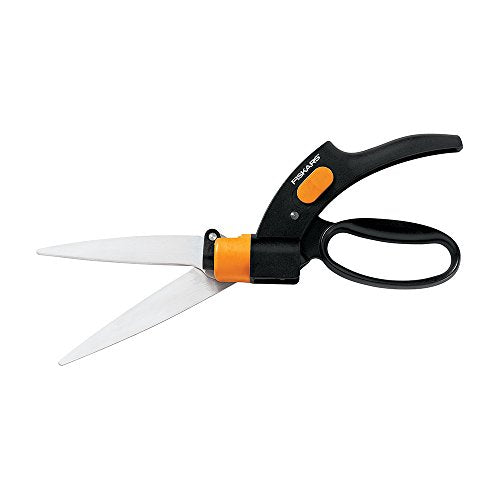 Fiskars ShearEase Grass Shears - 5'' 360-Degree Swivel Blade - Garden Shears and Grass Cutter - Black & Ergo Gardening Hand Trowel - Ergonomic Handle Design with Hang Hole