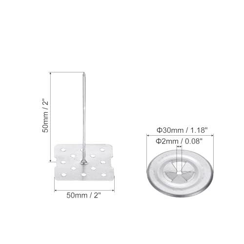 PATIKIL 50mm Perforated Insulation Pins with Round Washer,100 Sets 2in Insulating Nails Wall Plug for Fixing Foam Boards to Wall or Ceiling