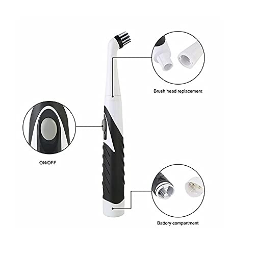 tooloflife Electric Cleaning Brush Set, Electric Spin Scrubber Household Brushes with 4 Heads, for Home Bathroom Floor Tub Shower Tile (Black and White) Black and White
