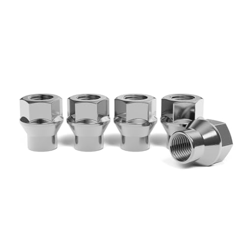 24pcs Chrome Silver Open ET Lug Nuts - Metric 12x1.5 Thread Size - 1 inch Length - Extended Threads - Cone Conical Taper Seat Shank - Compatible with Select 6Lug Vehicles and Aftermarket Wheels