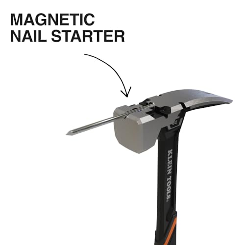 Klein Tools H80922S Smooth Face Framing Hammer with Straight Claw, 22-Ounce Forged Steel, Magnetic Nail Starter, and Extra-Large Squared Strike Face
