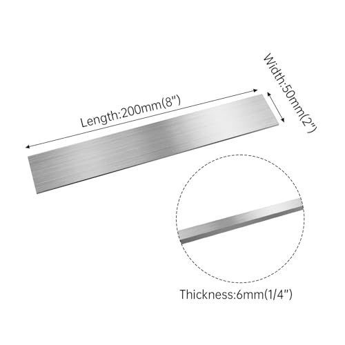 2pcs 304 Stainless Steel Flat Bar, 1/4" x 2" x 8" (TxWxL) Brushed Finish Trim Strips Stainless Steel Sheet for Kitchen DIY Craft Making 1/4" x 2" x "8"