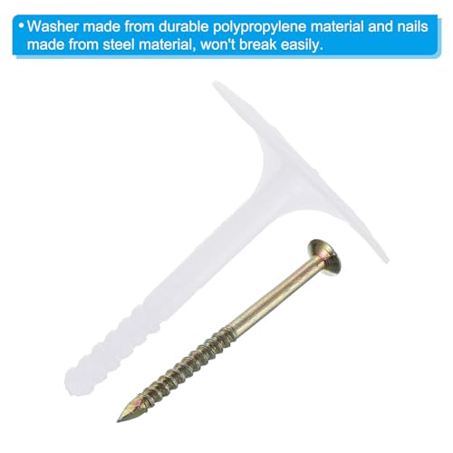 PATIKIL 82mm Perforated Insulation Pins, 50 Pack Insulating Nails Wall Plug Plastic Expansion Bolt for Fixing Foam Boards to Masonry Wall or Ceiling